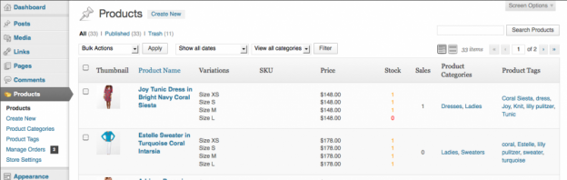 Product Management Screenshot