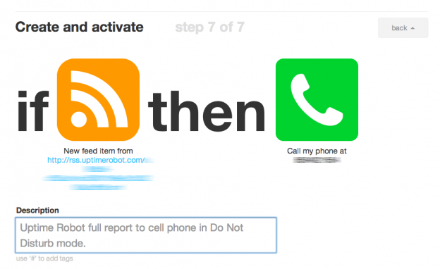 IFTTT rss to call for uptime robot and do not disturb