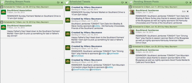 Hootsuite scheduled posts / tweets